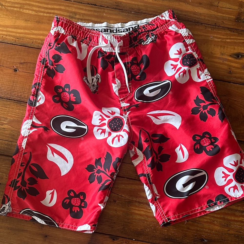 Red Graphic Men's Swim Trunks
